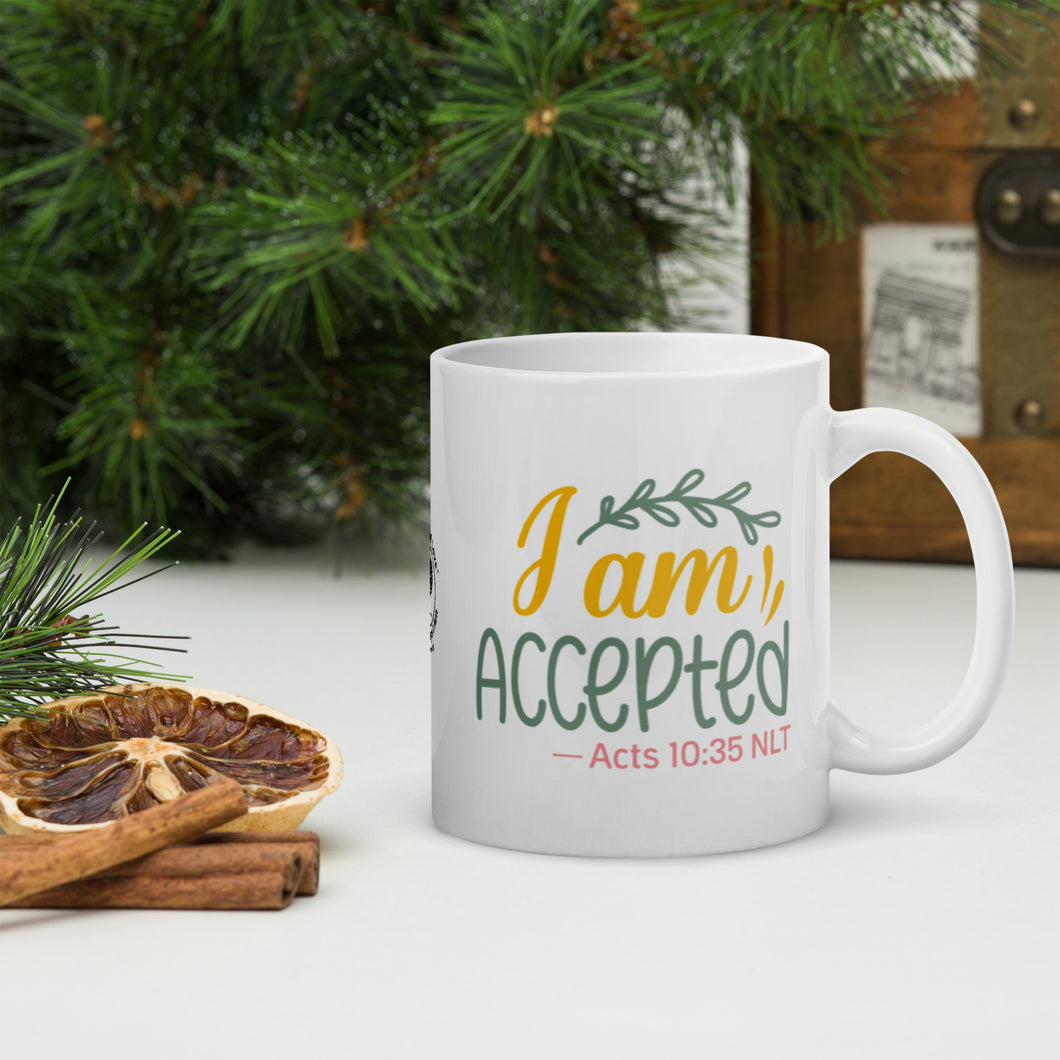 I am Accepted - Graphical White Glossy Mug (11oz, 15oz) - The Tree of Love